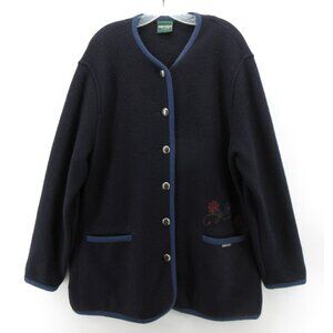 VINTAGE Geiger Sweater 42 Wool Cardigan Art Button Up Pockets XXL